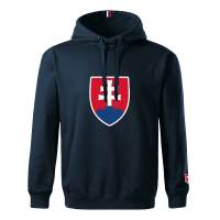 Mikina s kapucňou a vyšitým logom, modrá, Slovensko
